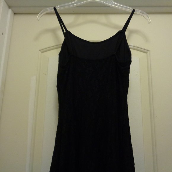 COQUETTE CLUBWEAR BODY EXTERIORS BLACK LACEY STRETCH FLARE DRESS SMALL - Picture 9 of 11